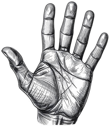 Bleistiftzeichnung einer Hand