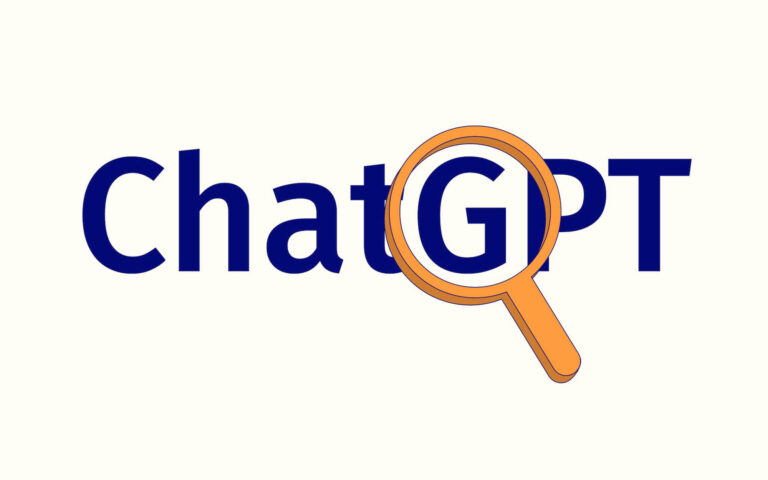 Grafik von einer Lupe, die über den Begriff ChatGPT fährt